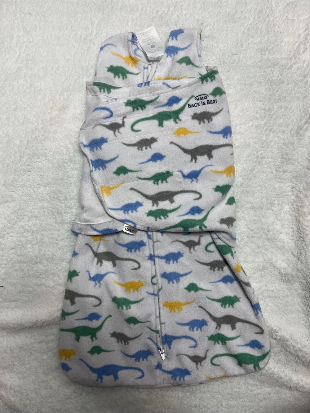 Halo White Sleep Sack with Dinosaur Print Size SP (3-6M)